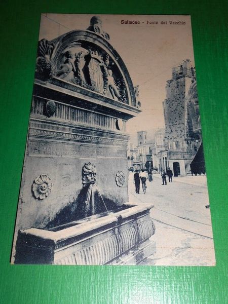 Cartolina Sulmona - Fonte del Vecchio 1925 ca