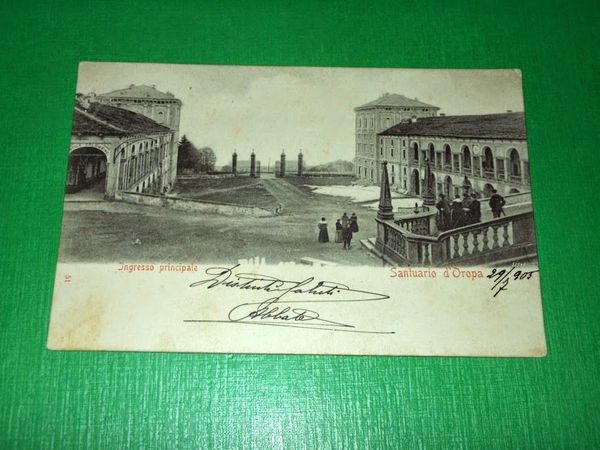 Cartolina Santuario d' Oropa - Ingresso principale 1905