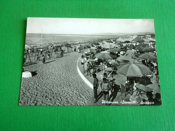 Cartolina Platamona ( Sassari ) - Spiaggia 1958