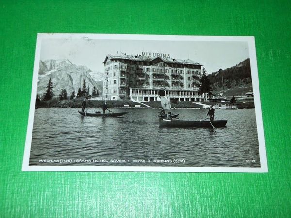 Cartolina Misurina - Grand Hotel Savoia verso il Sorapis 1932