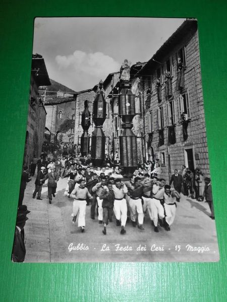 Cartolina Gubbio - La Festa dei Ceri 1958