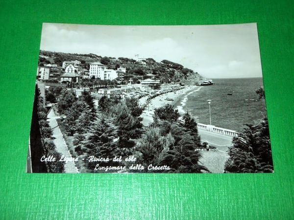 Cartolina Celle Ligure - Lungomare della Crocetta 1959