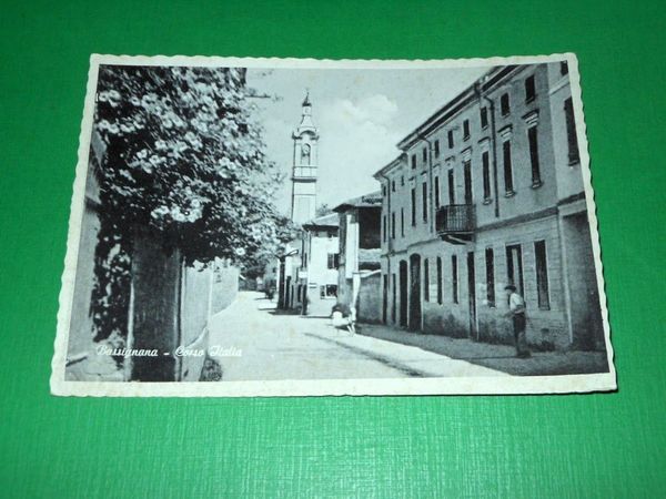 Cartolina Bassignana ( Alessandria ) - Corso Italia 1940 ca.