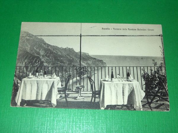 Cartolina Ravello - Terazza della Pensione Belvedere Caruso 1920 ca.