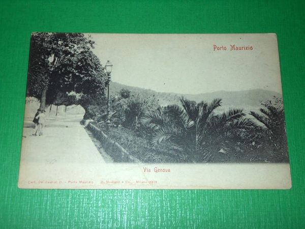 Cartolina Porto Maurizio - Via Genova 1910 ca.