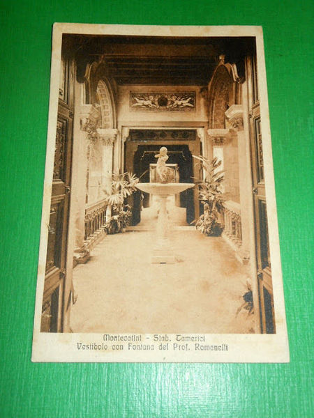 Cartolina Montecatini - Stab. Tamerici - Vestibolo con Fontana Romanelli …