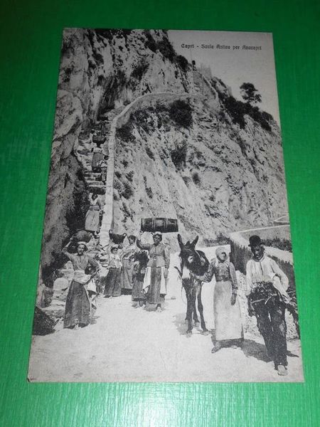 Cartolina Capri - Scala antica per Anacapri 1910 ca.
