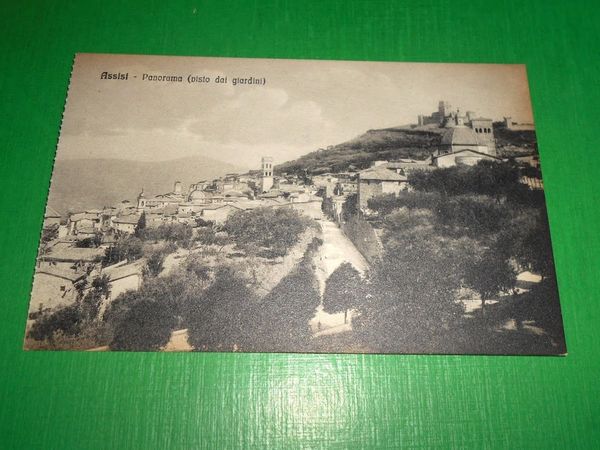 Cartolina Assisi - Panorama visto dai giardini 1920 ca