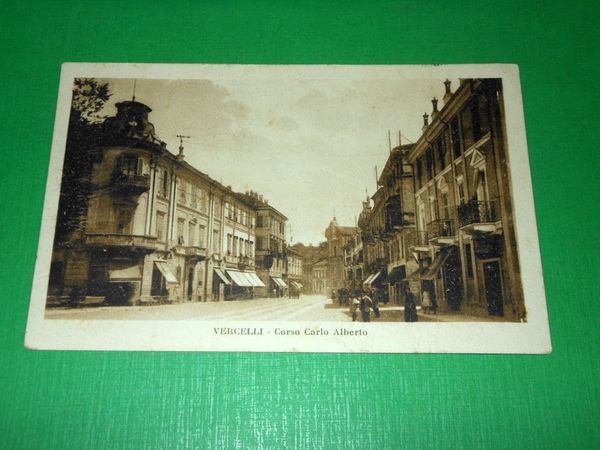 Cartolina Vercelli - Corso Carlo Alberto 1928