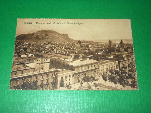 Cartolina Palermo - Panorama colla Cattedrale e Monte Pellegrino 1916