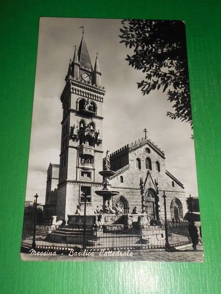 Cartolina Messina - Basilica Cattedrale 1953.