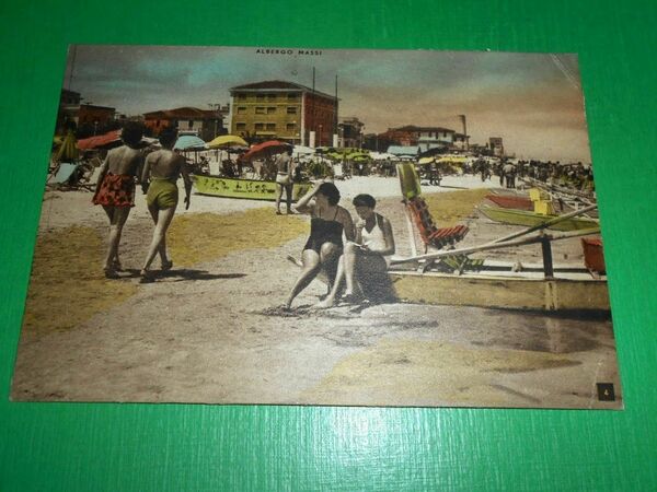 Cartolina Senigallia (Ancona ) - Spiaggia e Albergo Massi 1950 …
