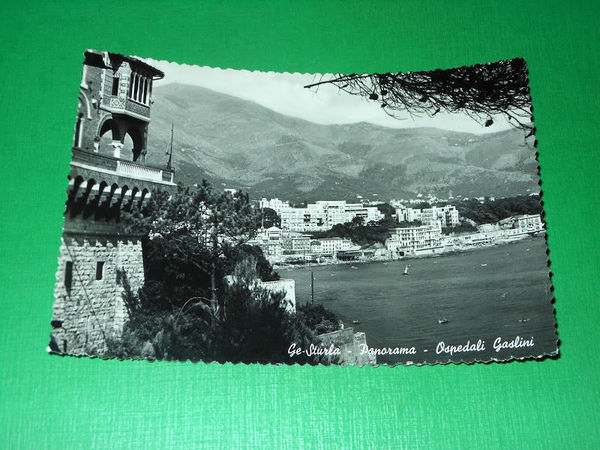 Cartolina Genova Sturla - Panorama - Ospedali Gaslini 1948.