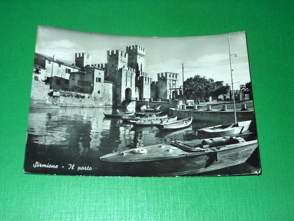 Cartolina Sirmione - Il porto 1959.
