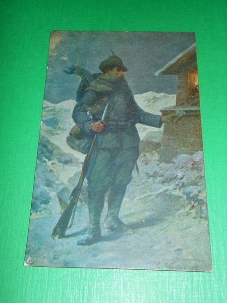 Cartolina illustrata Militaria - Un alpino 1915 ca.