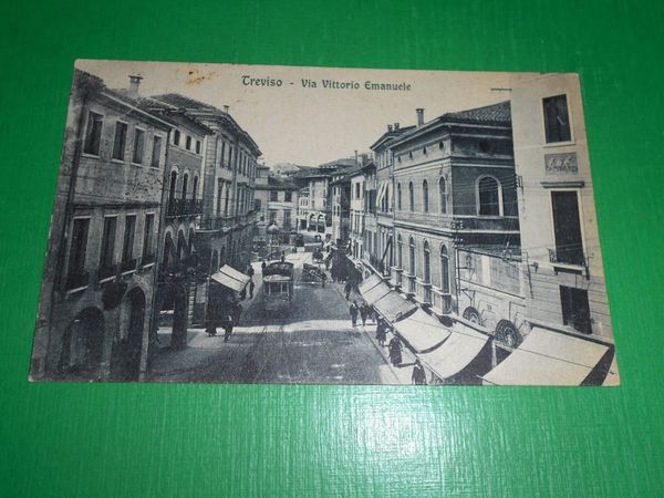Cartolina Treviso - Via Vittorio Emanuele 1927.