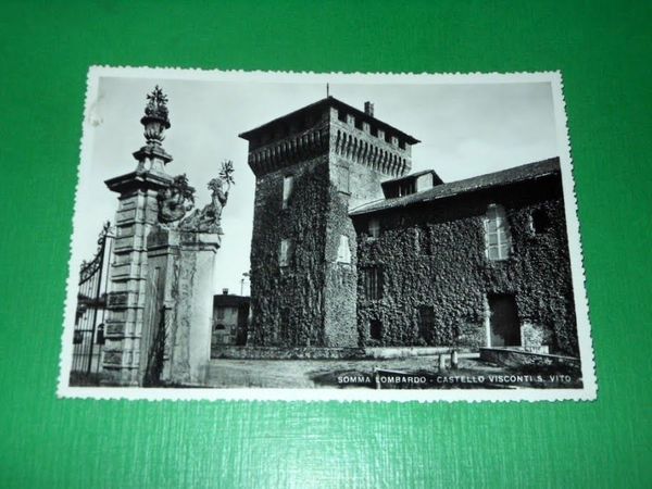 Cartolina Somma Lombardo - Castello Visconti S. Vito 1957.