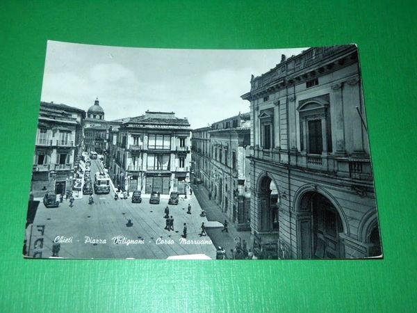 Cartolina Chieti - Piazza Valignani - Corso Marrucino 1955 ca.