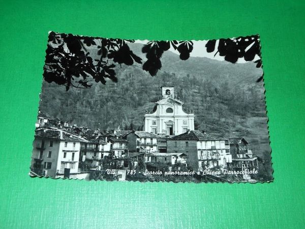 Cartolina Viù - Scorcio panoramico e Chiesa Parrocchiale 1962