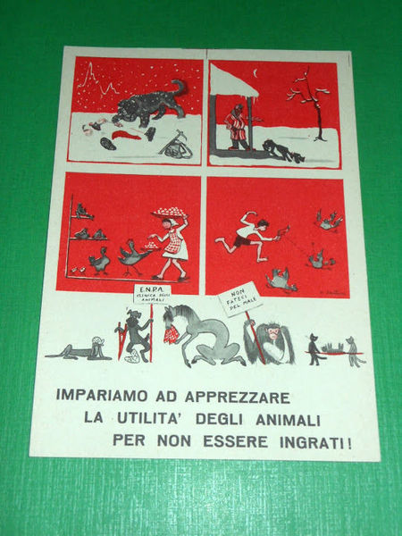 Cartolina Propaganda Ente Nazionale Protezione degli Animali - Litostampa 1958