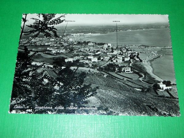 Cartolina Cattolica - Panorama dalle colline circostanti 1950 ca