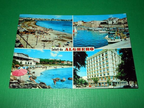 Cartolina Saluti da Alghero - Vedute diverse 1977