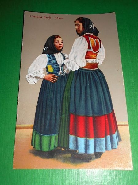 Cartolina Costumi Sardi - Orune ( Nuoro ) 1930 ca