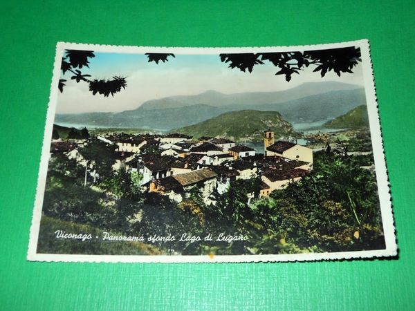 Cartolina Viconago - Panorama sfondo Lago di Lugano 1956