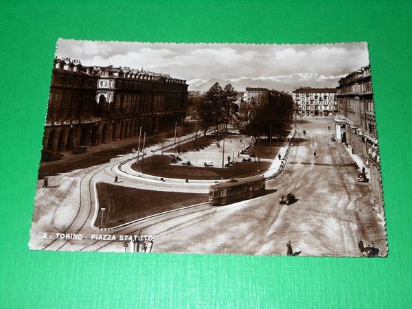 Cartolina Tram Torino - Piazza Statuto 1945 ca