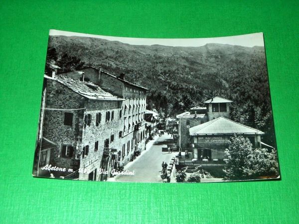 Cartolina Abetone -- Via Giardini -- 1955