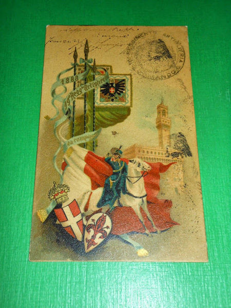 Cartolina d' epoca spedita da Firenze - Militaria Artiglieria 1902