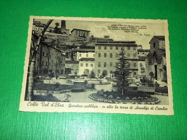 Cartolina Colle di Val d'Elsa - Giardino Pubblico 1938.