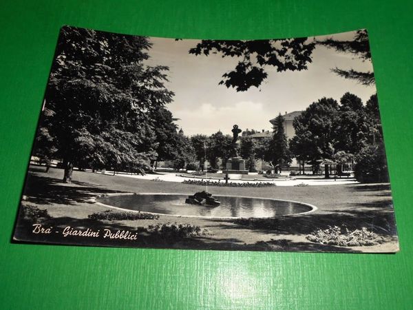 Cartolina Brà - Giardini Pubblici 1956.