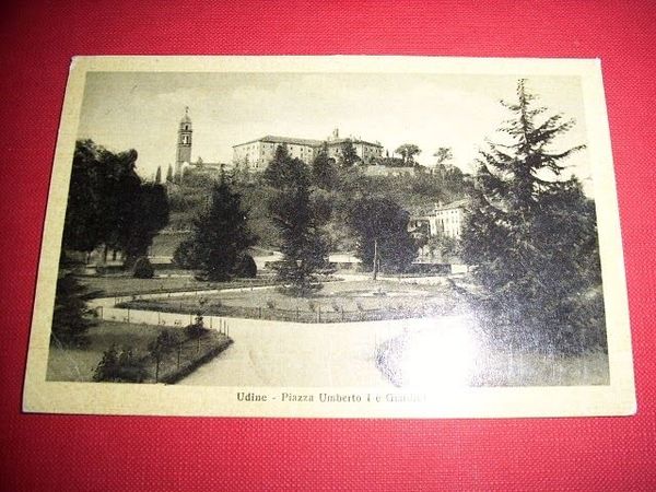 Cartolina Udine - Piazza Umberto I e Giardini 1930 ca