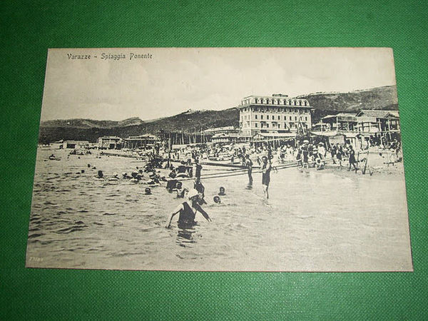 Cartolina Varazze - Spiaggia Ponente 1920 ca