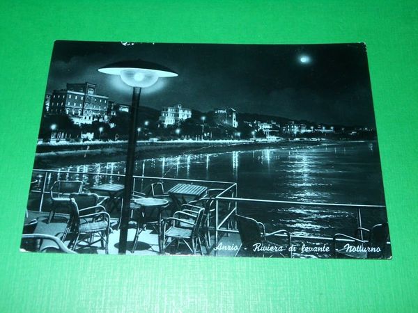 Cartolina Anzio - Riviera di levante - notturno 1955 ca