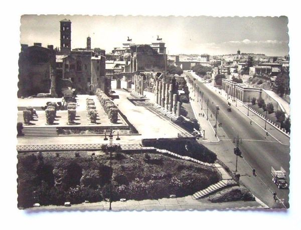 Cartolina Roma - Via dei Fori Imperiali 1950