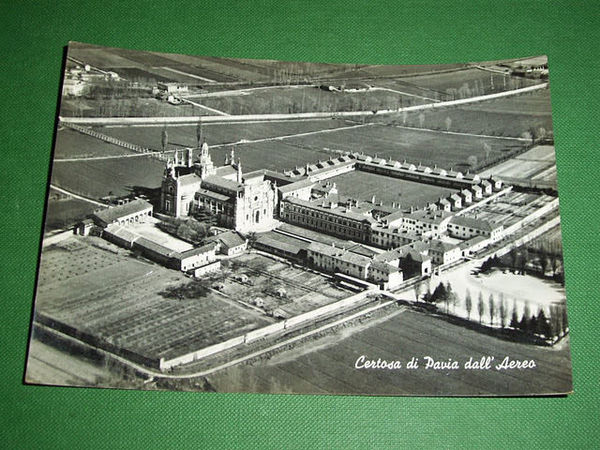Cartolina Certosa di Pavia - Panorama dall' aereo 1950 ca