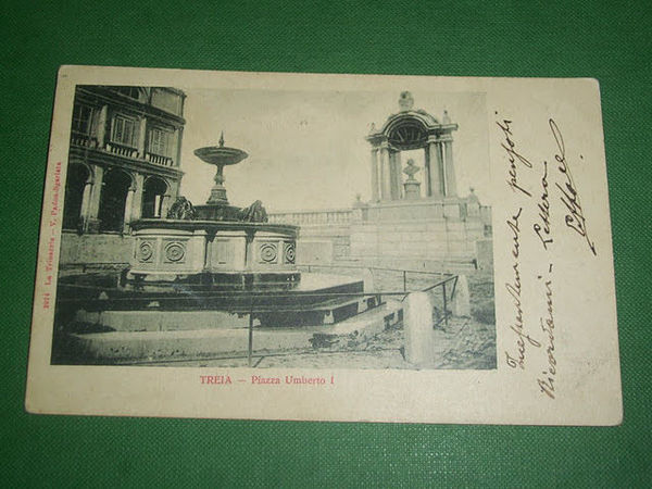 Cartolina Treia ( Macerata ) - Piazza Umberto I 1901