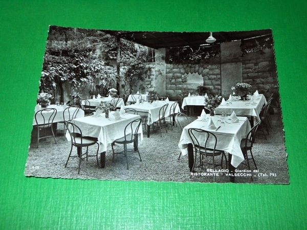 Cartolina Bellagio - Giardino nel Ristorante Valsecchi 1950 ca