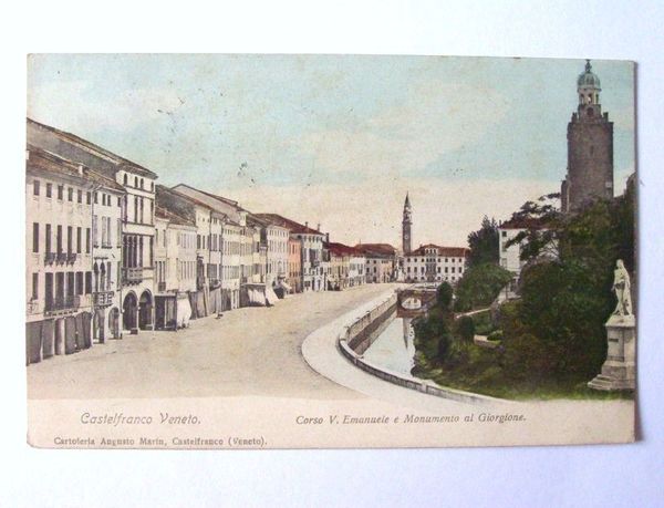 Cartolina Castelfranco Veneto - Corso V. Emanuele 1908.