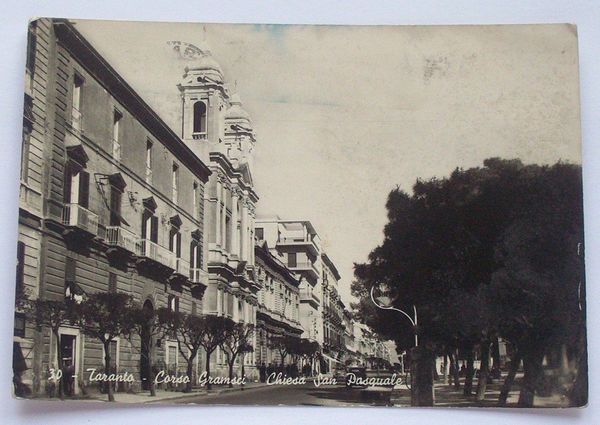 Cartolina Taranto - Corso Gramsci 1956.