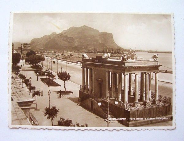 Cartolina Palermo Foro Italico e Monte Pellegrino 1940