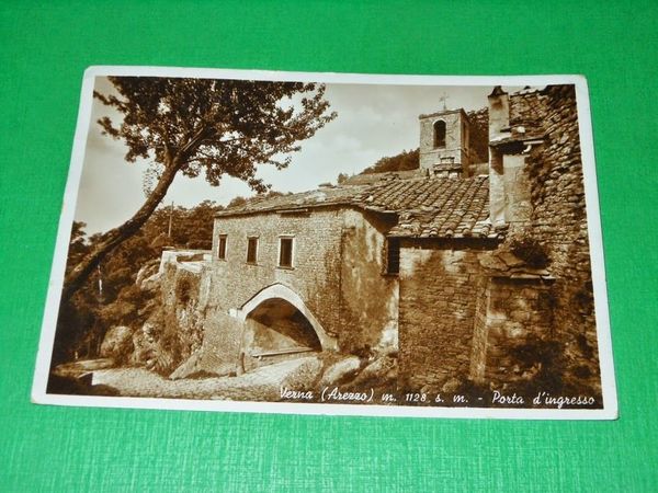 Cartolina Verna ( Arezzo ) - Porta d' ingresso 1939