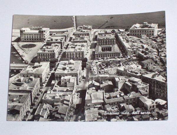 Cartolina Siracusa vista dall' aereo 1958