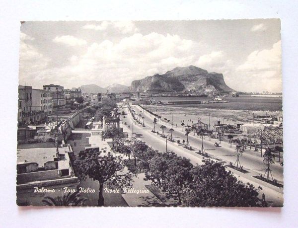 Cartolina Palermo Foro Italico e Monte Pellegrino 1963