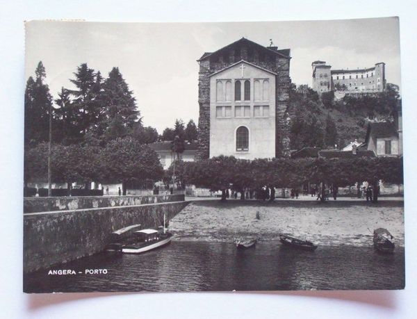 Cartolina Angera ( Varese ) - Porto 1954