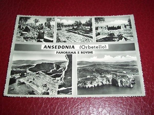 Cartolina Ansedonia (Orbetello) - Panorama e rovine '50