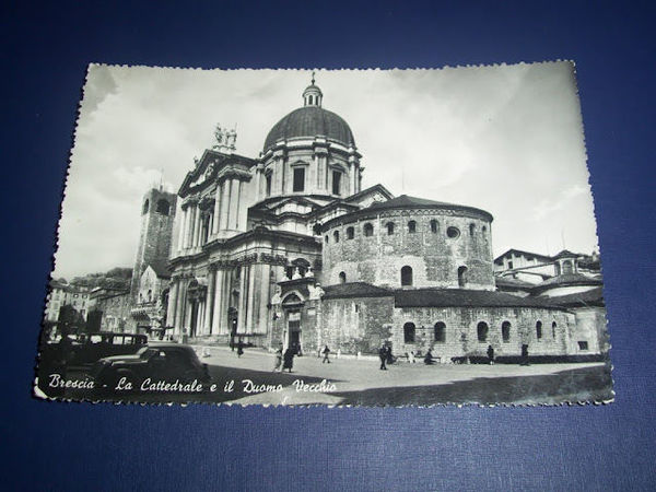 Cartolina Brescia - La Cattedrale e il Duomo Vecchio 1955