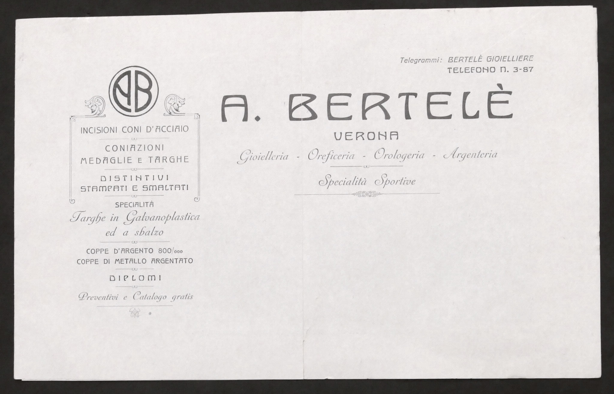 A. Bertelè - Verona - Catalogo Listino Medaglie rotonde e …